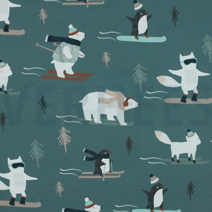 FRENCH TERRY DIGITAL WINTER ANIMALS SAGE (hover)
