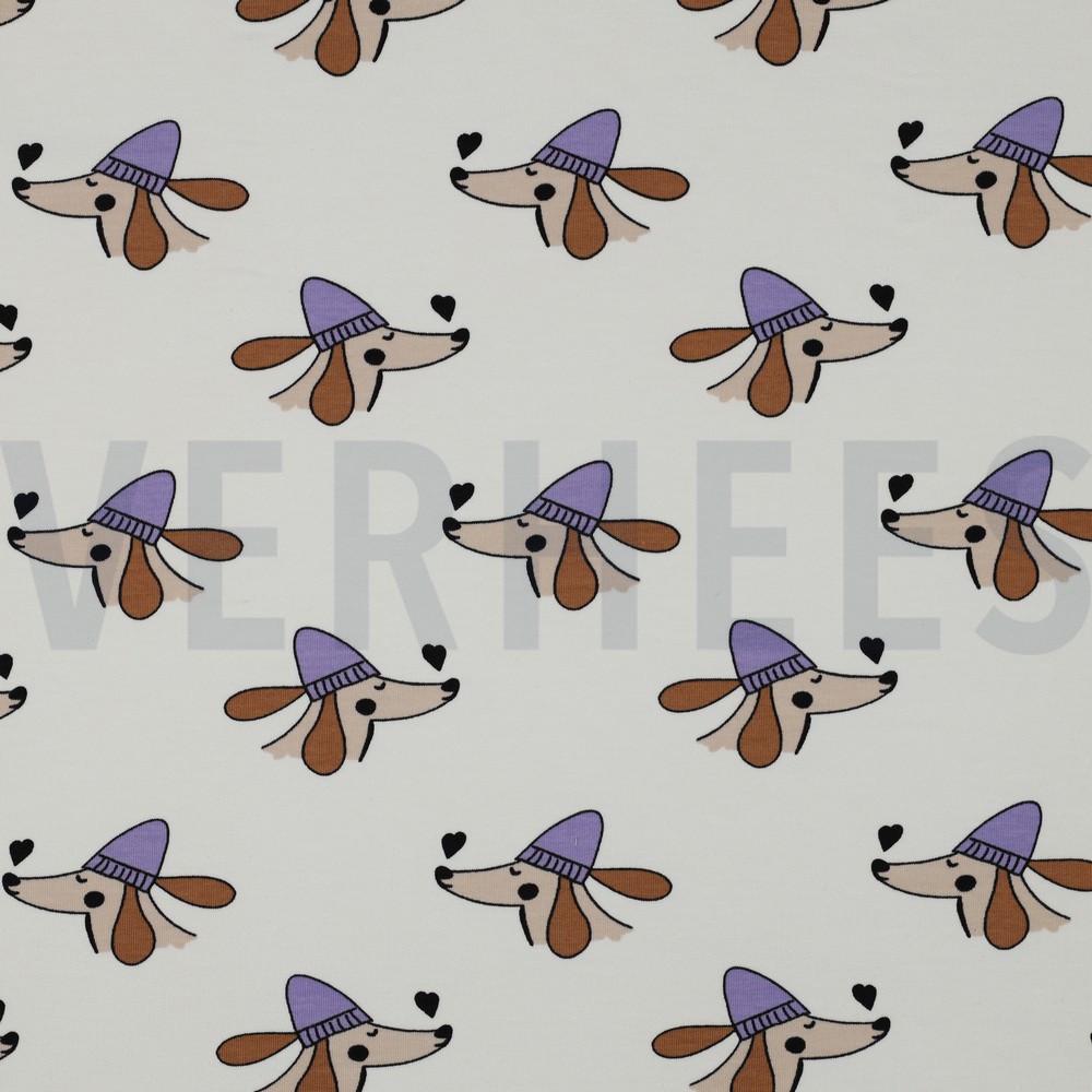 FRENCH TERRY DOGS AND HEARTS OFF-WHITE