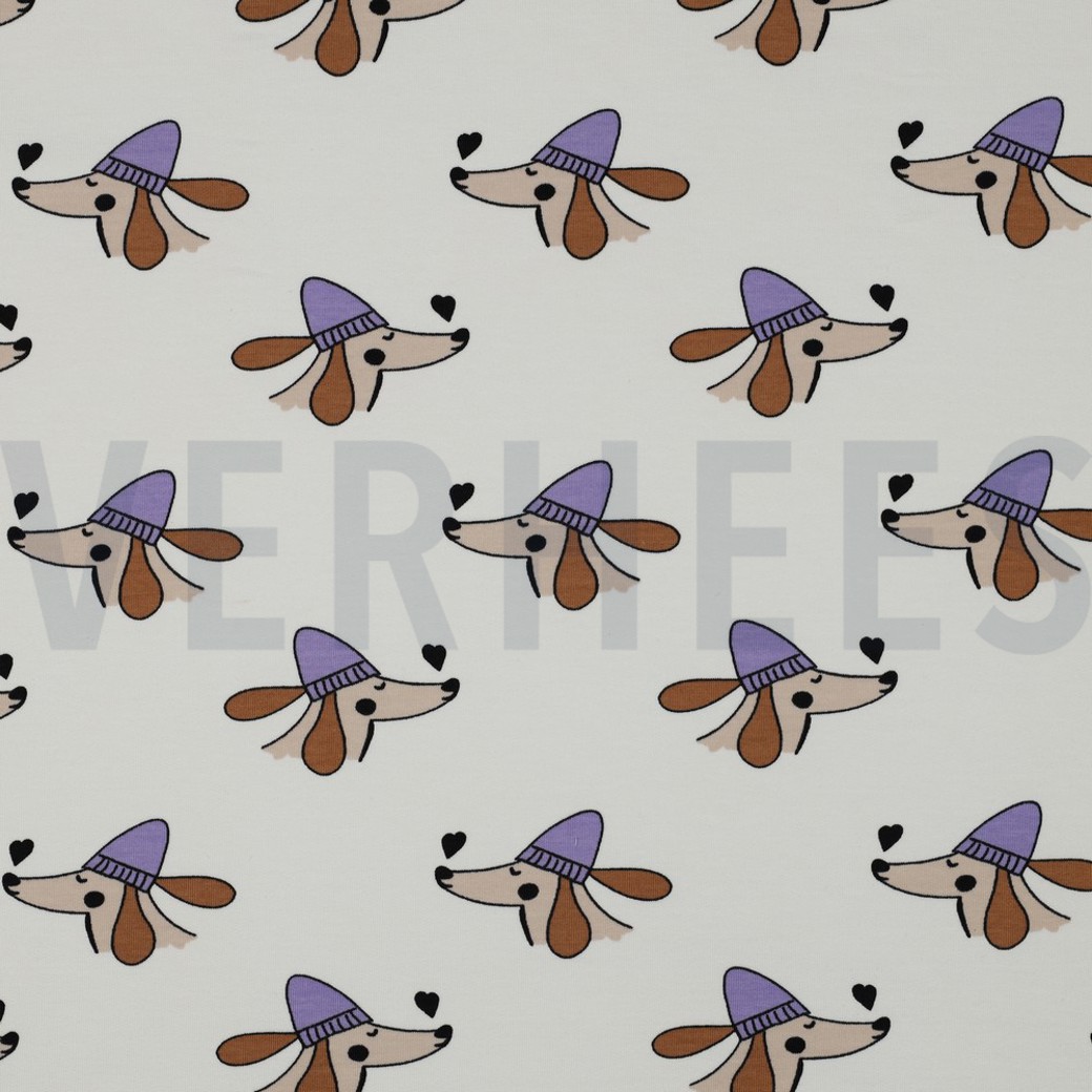 FRENCH TERRY DOGS AND HEARTS OFF-WHITE