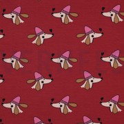 FRENCH TERRY DOGS AND HEARTS RED (thumbnail)