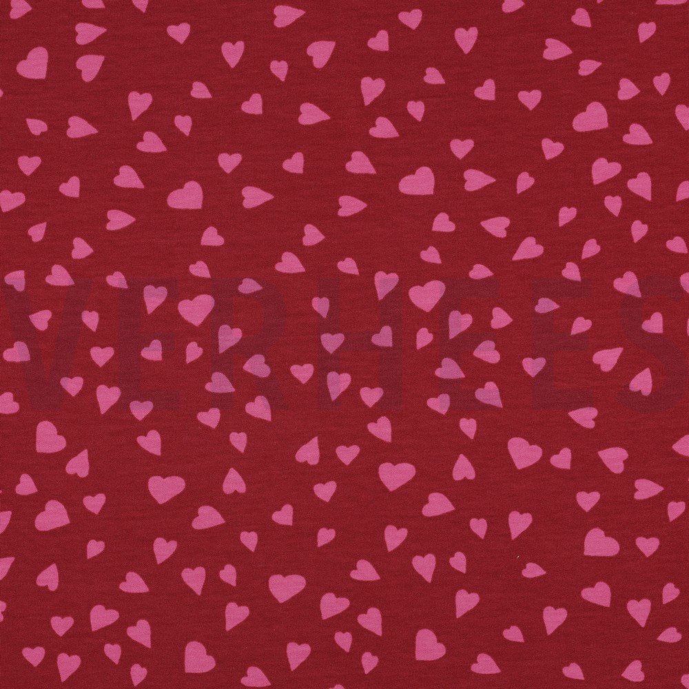 FRENCH TERRY DOGS AND HEARTS RED