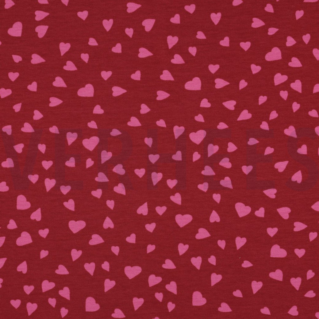 FRENCH TERRY DOGS AND HEARTS RED