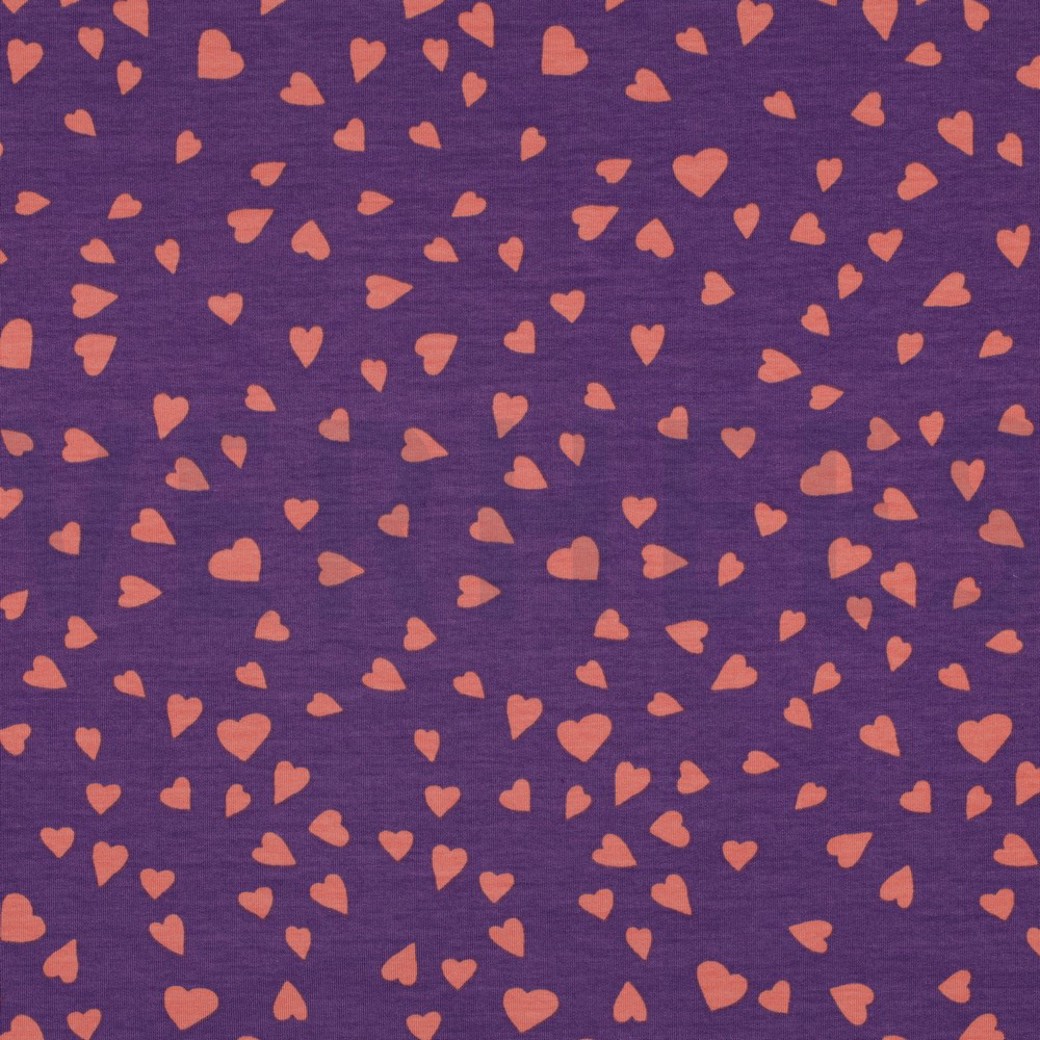 FRENCH TERRY DOGS AND HEARTS PURPLE