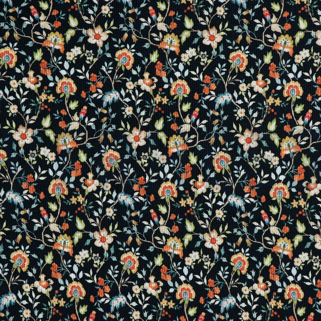 RIB JERSEY DIGITAL FLOWERS NAVY