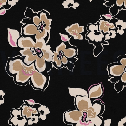 FRENCH TERRY FLOWERS BLACK (hover)