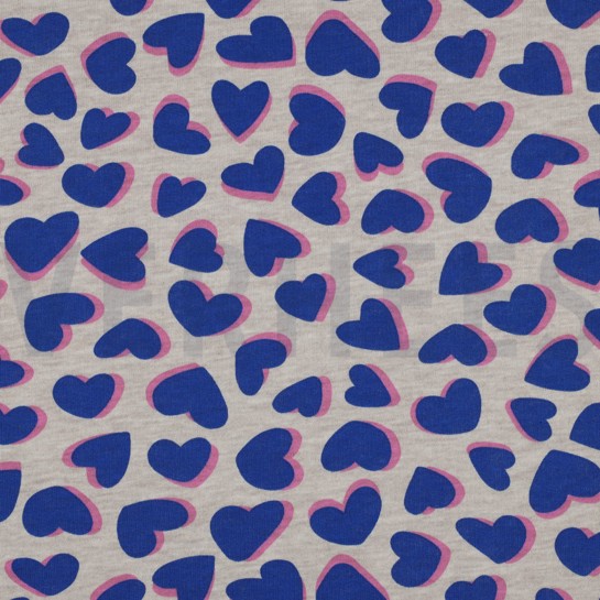 SWEAT MELANGE HEARTS BLUE #7
