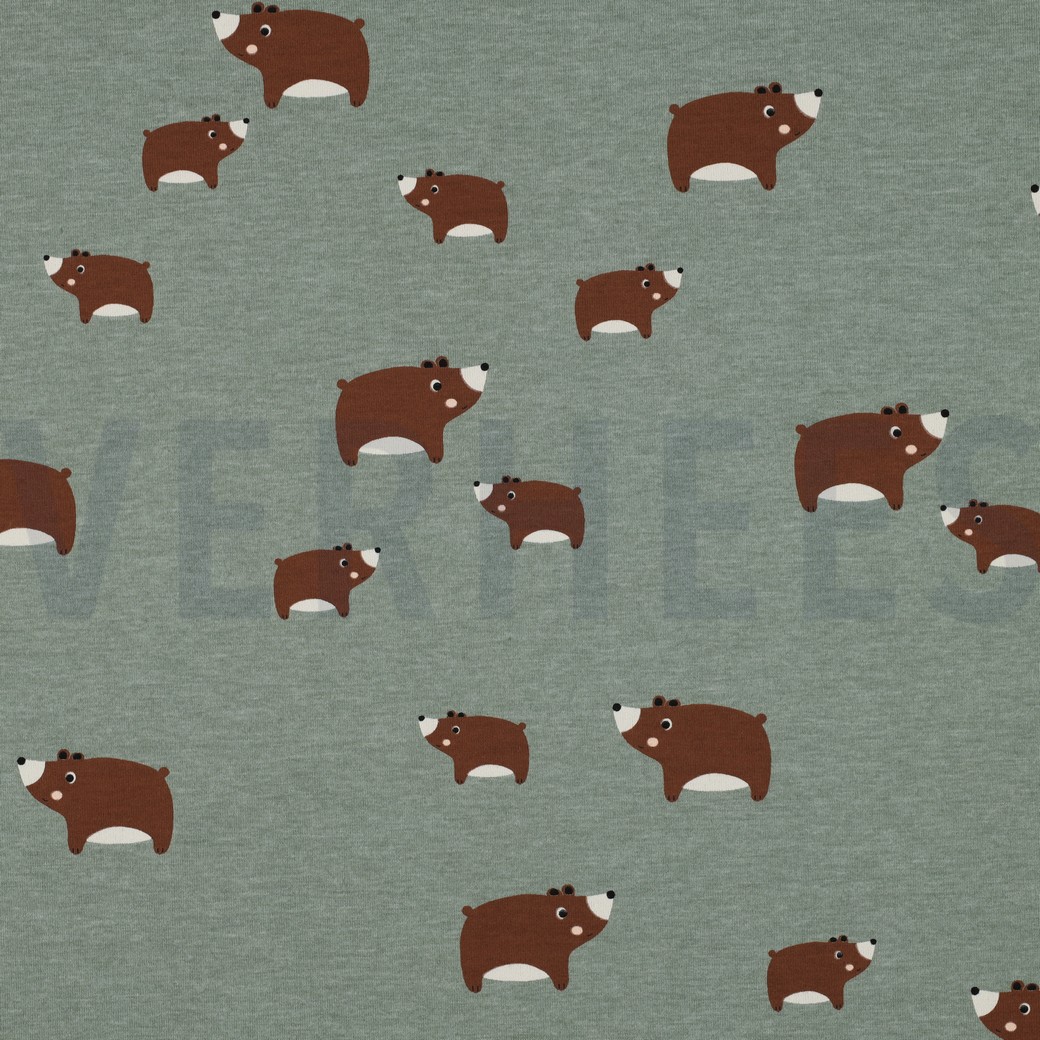 JERSEY MELANGE BEARS DARK MINT