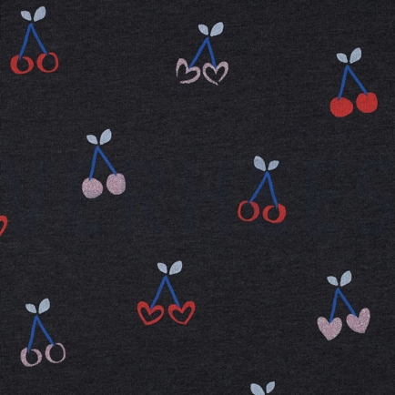 SWEAT MELANGE GLITTER CHERRIES INDIGO (hover)