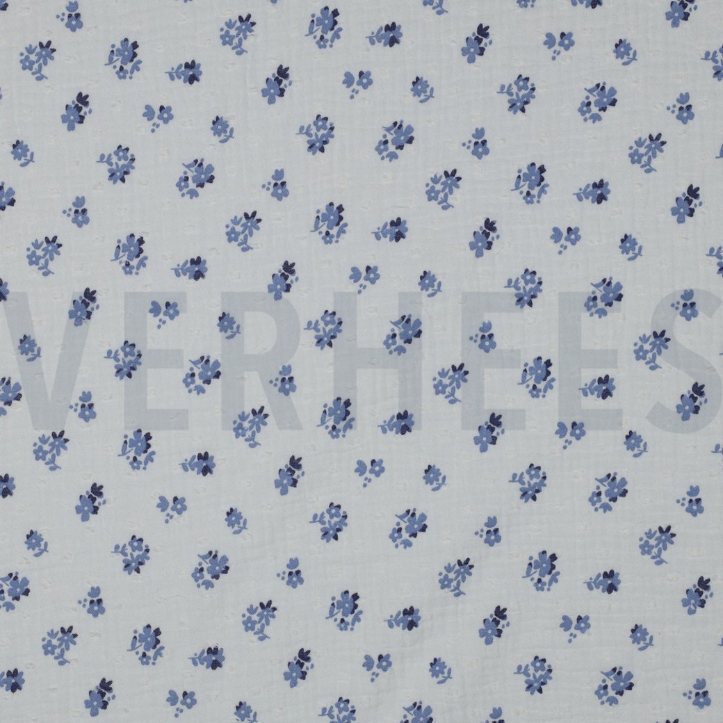 DOUBLE GAUZE DOBBY FLOWERS WHITE