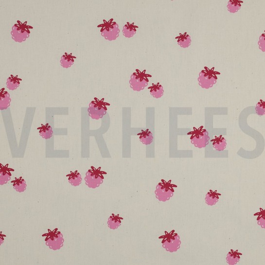 POPLIN GOTS NATURAL BERRIES NATURAL/ FUCHSIA #7