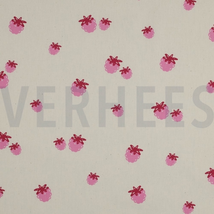POPLIN GOTS NATURAL BERRIES NATURAL/ FUCHSIA (hover)