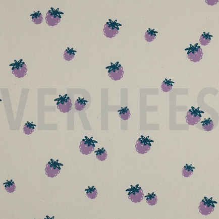 POPLIN GOTS NATURAL BERRIES NATURAL/ PETROL (hover)