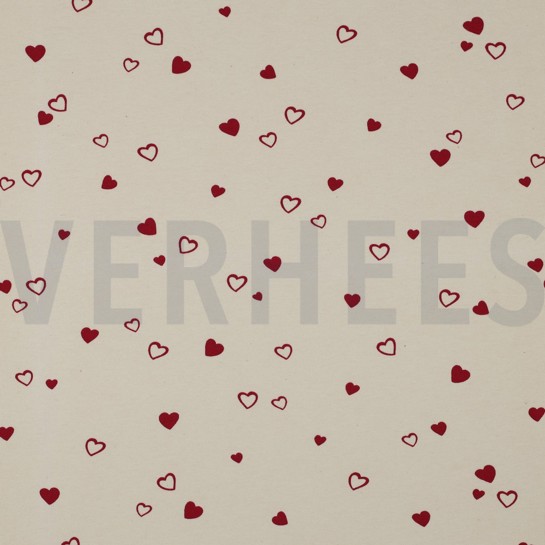 JERSEY GOTS NATURAL HEARTS NATURAL/ FUCHSIA #7