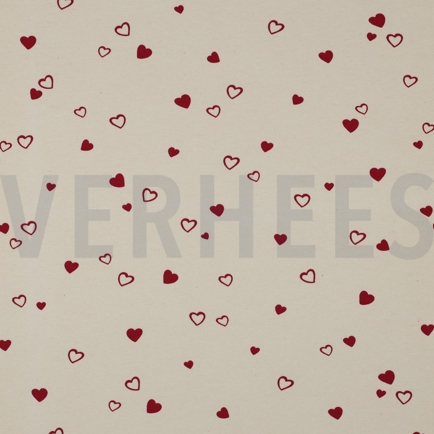 JERSEY GOTS NATURAL HEARTS NATURAL/ FUCHSIA (hover)