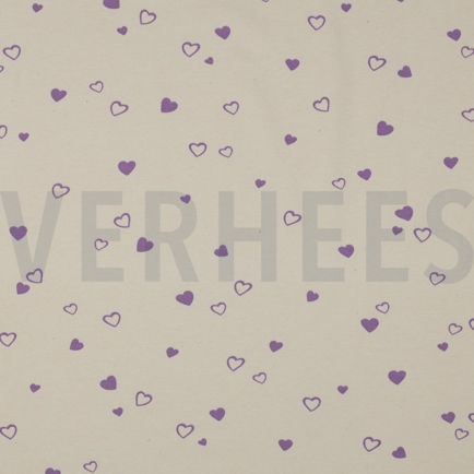 JERSEY GOTS NATURAL HEARTS NATURAL/ LILAC (hover)