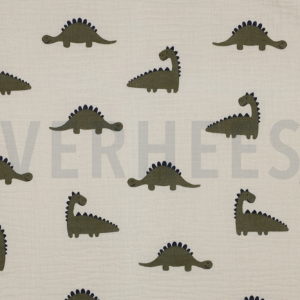 DOUBLE GAUZE GOTS NATURAL DINOSAURS NATURAL (hover)
