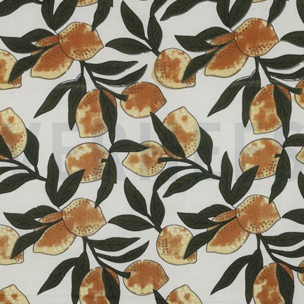 HANDCRAFTED BLOCK-PRINTED COTTON LEMONS WHITE (hover)