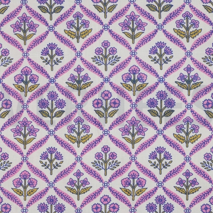 HANDCRAFTED BLOCK-PRINTED COTTON FLOWERS WHITE (hover)