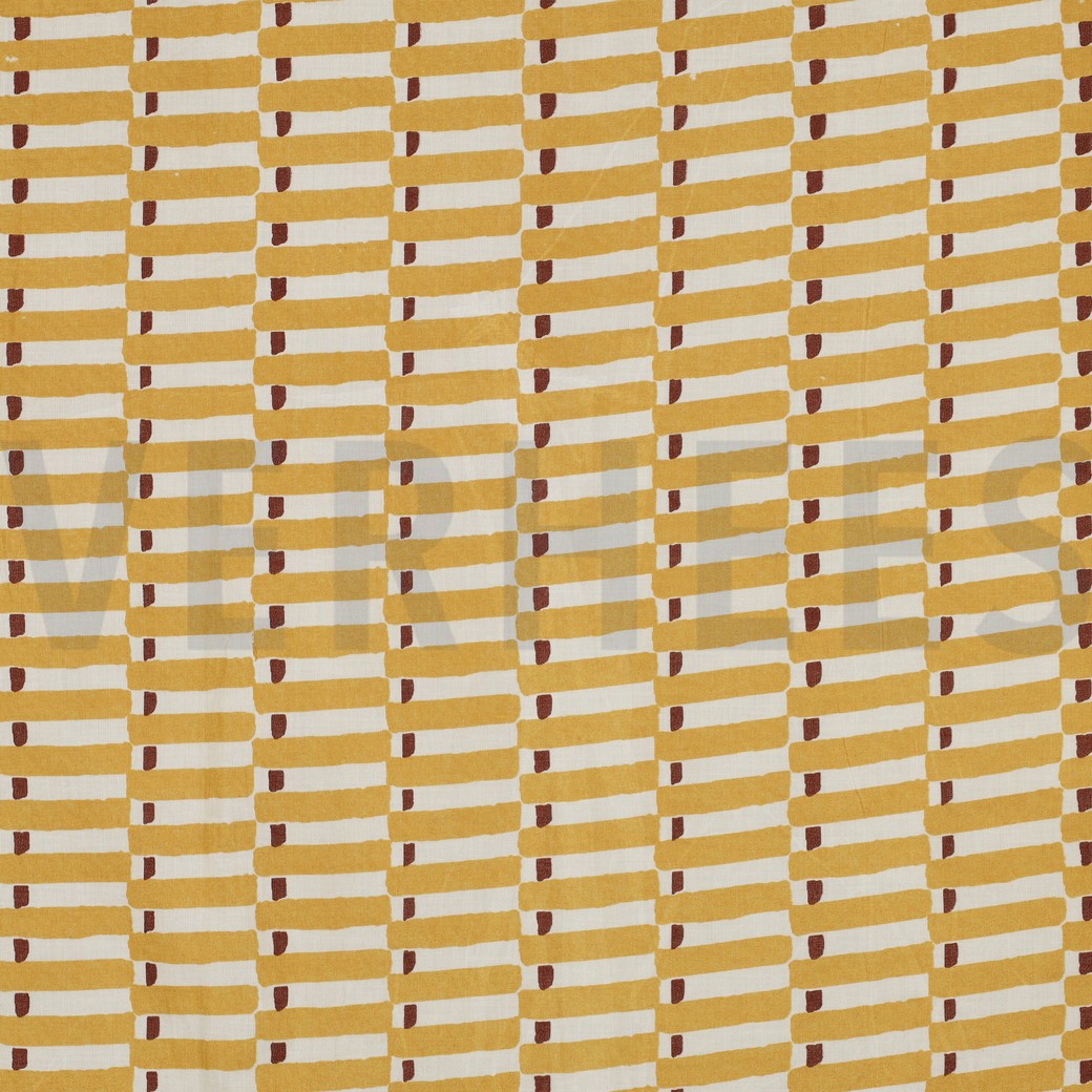 HANDCRAFTED BLOCK-PRINTED COTTON GEOMETRIC OCHRE