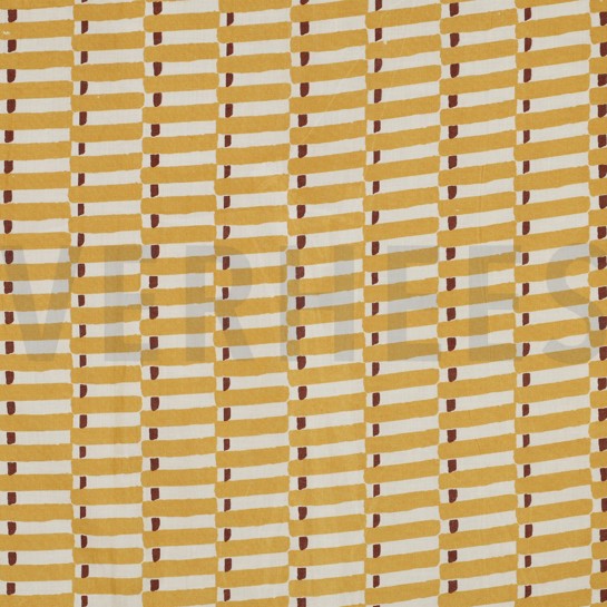 HANDCRAFTED BLOCK-PRINTED COTTON GEOMETRIC OCHRE #7