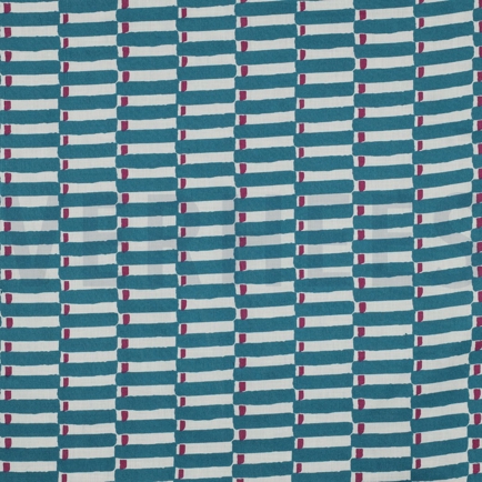 HANDCRAFTED BLOCK-PRINTED COTTON GEOMETRIC PETROL (hover)