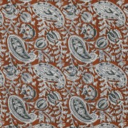 HANDCRAFTED BLOCK-PRINTED COTTON PAISLEY COGNAC (thumbnail)