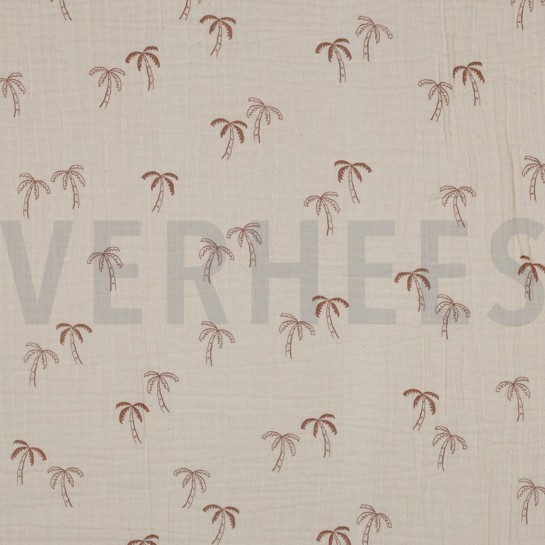 DOUBLE GAUZE GOTS NATURAL PALMTREES NATURAL #7