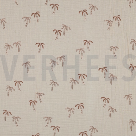 DOUBLE GAUZE GOTS NATURAL PALMTREES NATURAL (hover)