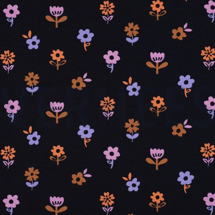 WAFFLE JERSEY FLOWERS NAVY (hover)