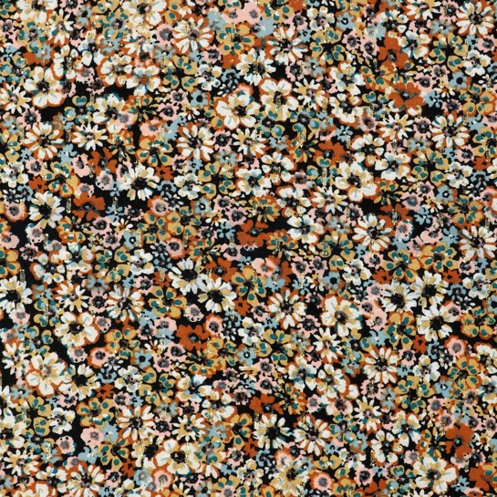 VISCOSE LUREX FLOWERS BLACK/ HONEY #7