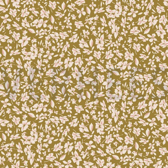 VISCOSE ROSELLA STRETCH FLOWERS OLIVE #7