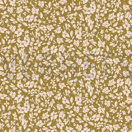 VISCOSE ROSELLA STRETCH FLOWERS OLIVE (hover)