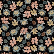 ROSELLA STRETCH FLOWERS BLACK (thumbnail)