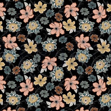 VISCOSE ROSELLA STRETCH FLOWERS BLACK (hover)