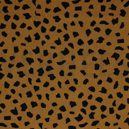 LEINEN VISKOSE GEWASCHEN BLUMEN HELLBRAUN (hover)