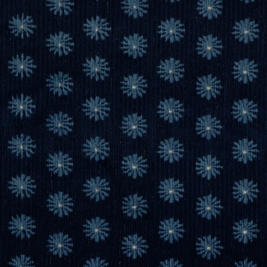 GEWASSEN RIBCORDUROY BLOEMEN MARINEBLAUW #7