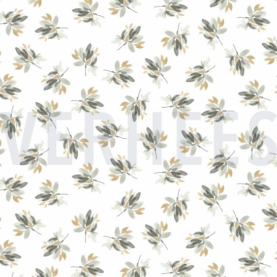 JERSEY DIGITAL FLEURS ET FEUILLES BLANC / VERT #7
