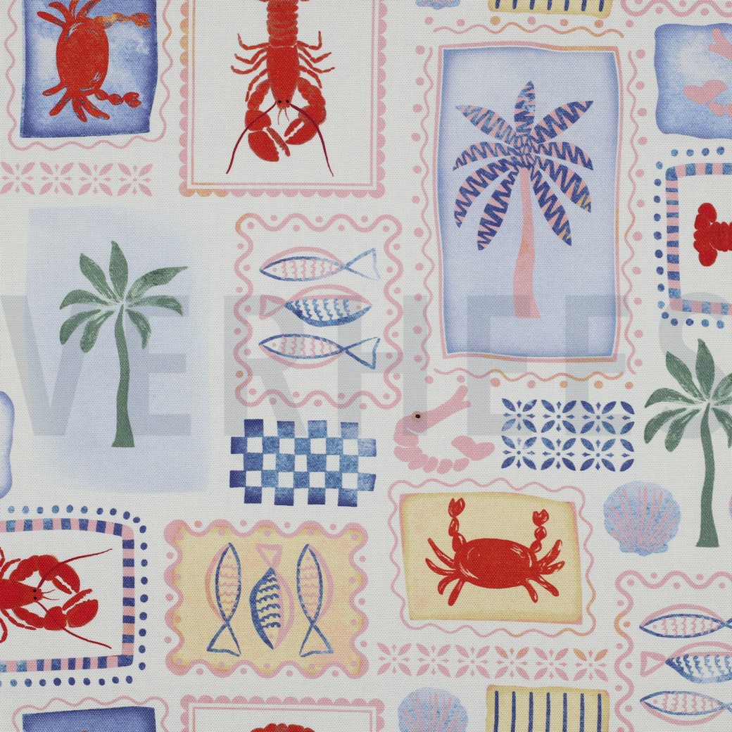 CANVAS DIGITAL SUMMER PATCHWORK LIGHT BLUE