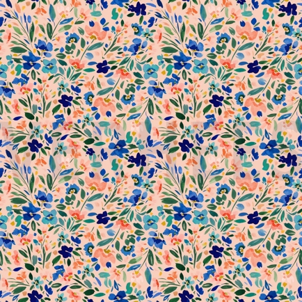 JERSEY DIGITAL WILD FLOWERS LIGHT SALMON (hover)