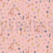 POPLIN GOTS GIRAFFE WITH FLOWERS ROSE (thumbnail)