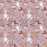 POPLIN GOTS FLOWERS LILAC (thumbnail)
