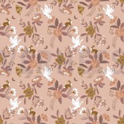 POPLIN GOTS FLOWERS OLD ROSE (thumbnail)