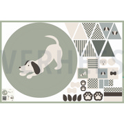 FINE POPLIN DIGITAL PLAYMAT PANEL DOGS GREEN (thumbnail)