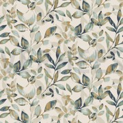 LINEN JERSEY DIGITAL LEAVES OLD GREEN/ OCHRE (thumbnail)