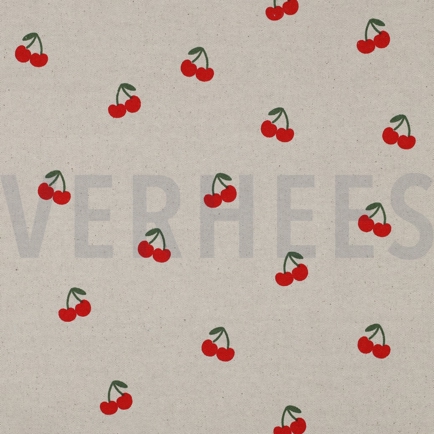 CANVAS LINEN LOOK CHERRIES NATURAL (hover)