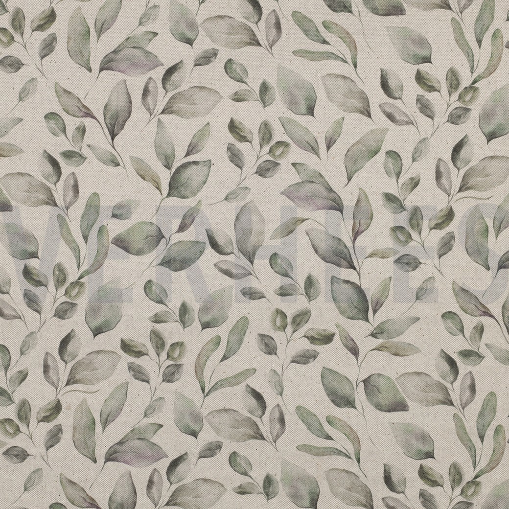 CANVAS LINEN LOOK DIGITAL LEAVES NATURAL