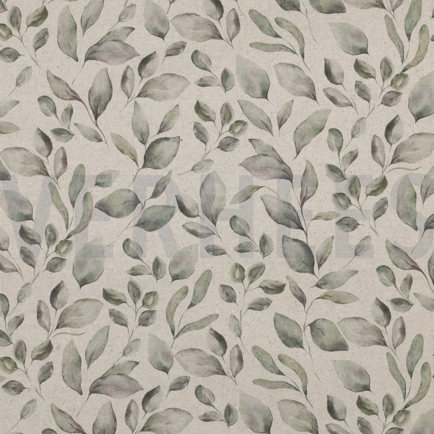 CANVAS LINEN LOOK DIGITAL LEAVES NATURAL (hover)
