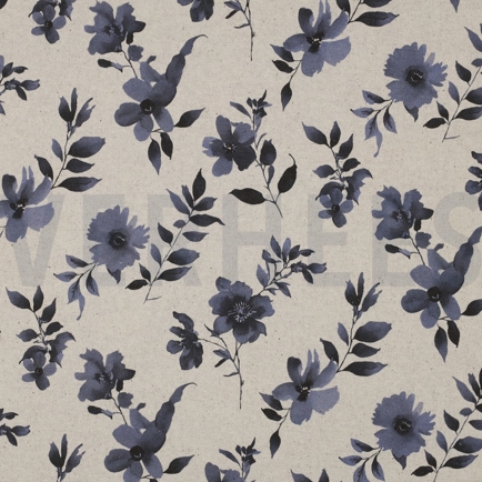 CANVAS LINEN LOOK DIGITAL FLOWERS NATURAL (hover)