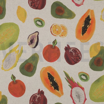 CANVAS LINEN LOOK DIGITAL FRUIT NATURAL (hover)