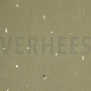 DOUBLE GAUZE FOIL MOON AND STARS TAUPE (thumbnail)